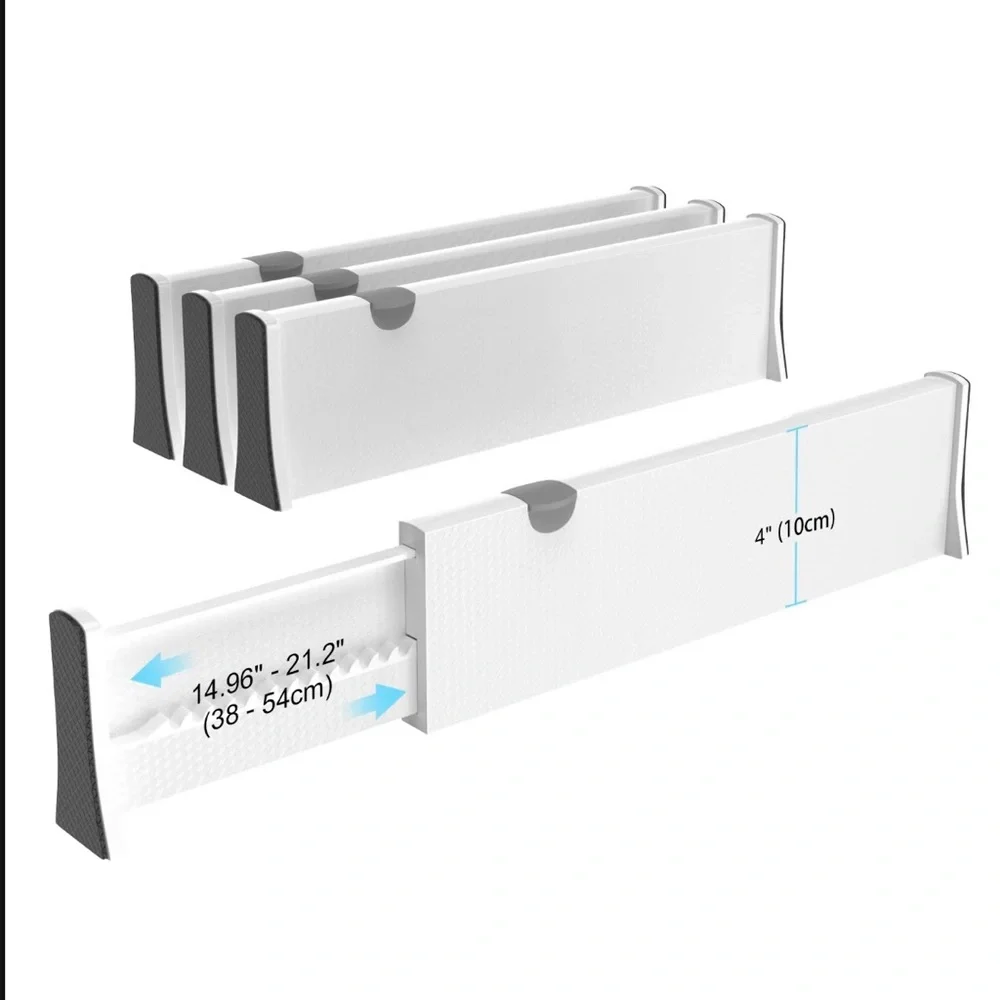 Adjustable Drawer Dividers in White and Gray